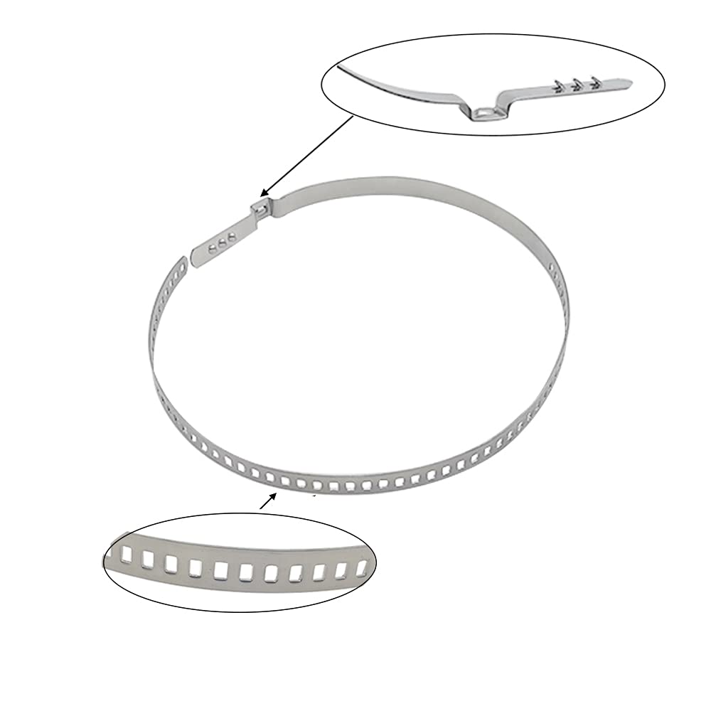 Tabazy kit contents arrangement with pliers and twelve stainless clamps