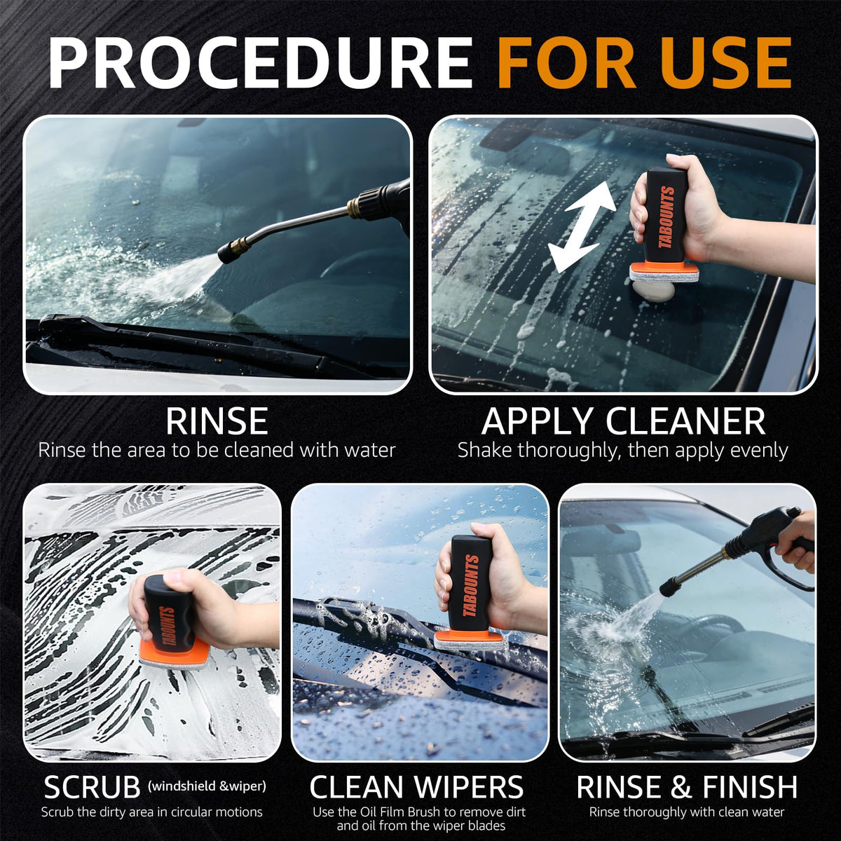 TABOUNTS before and after windshield showing improved visibility