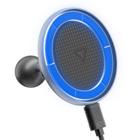 Tackform front profile showing magnetic wireless charger and secure hold benefit