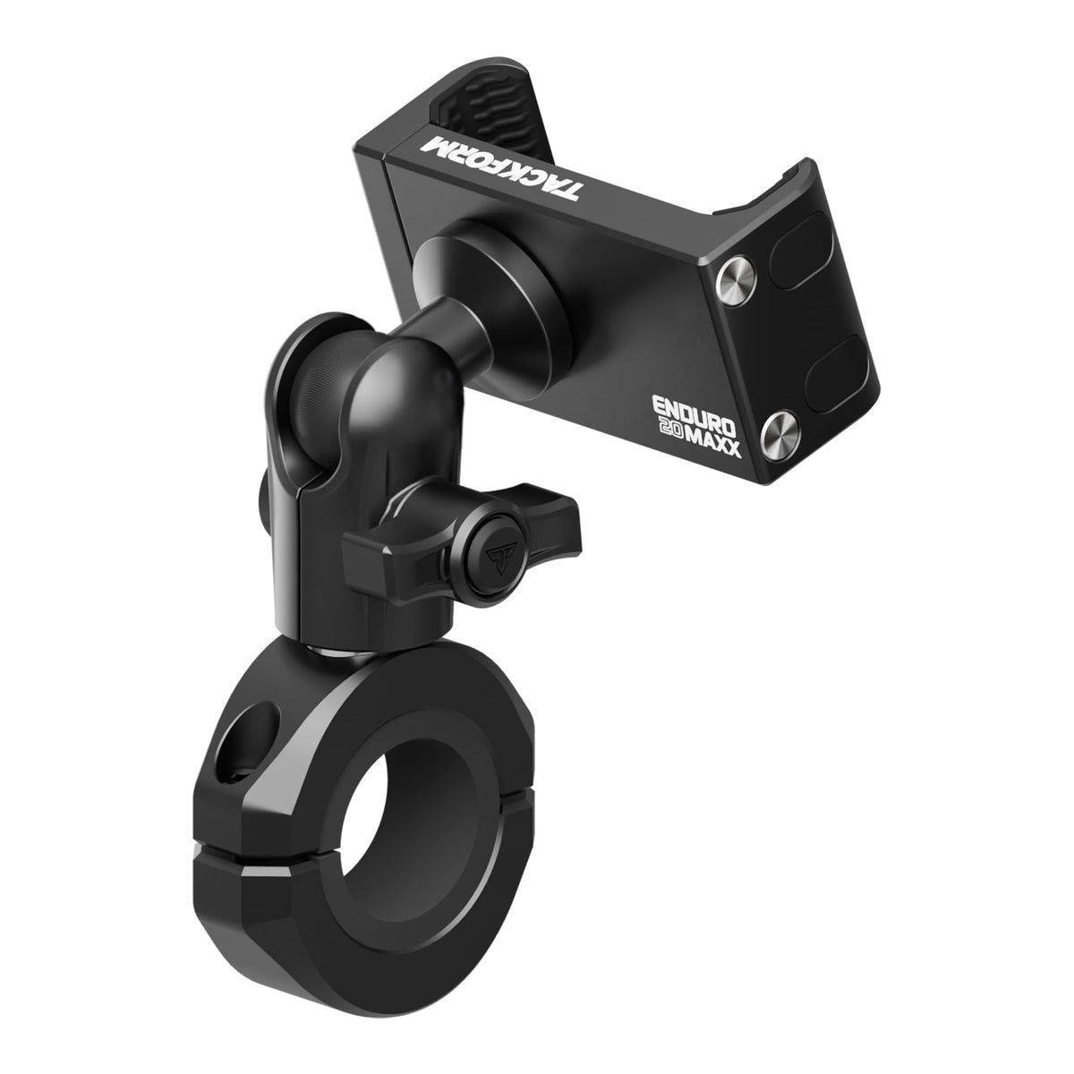 Tackform front view with phone mounted shows secure hold benefit
