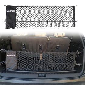 TacoNets front packaging showing net and hardware, organized trunk benefit