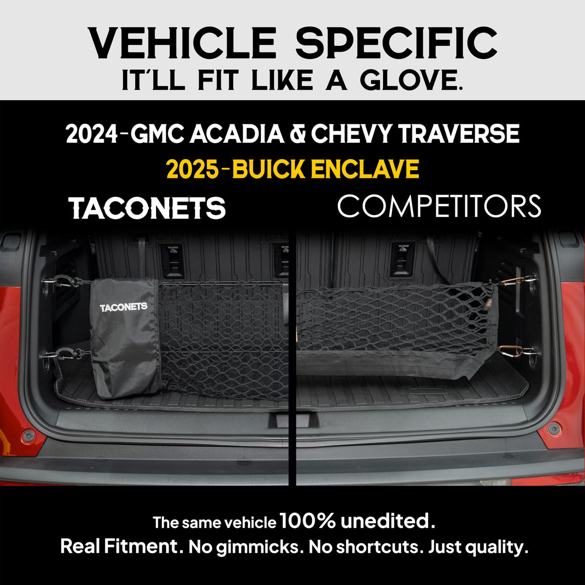 TacoNets installed in trunk aligned to factory anchors for tidy cargo benefit