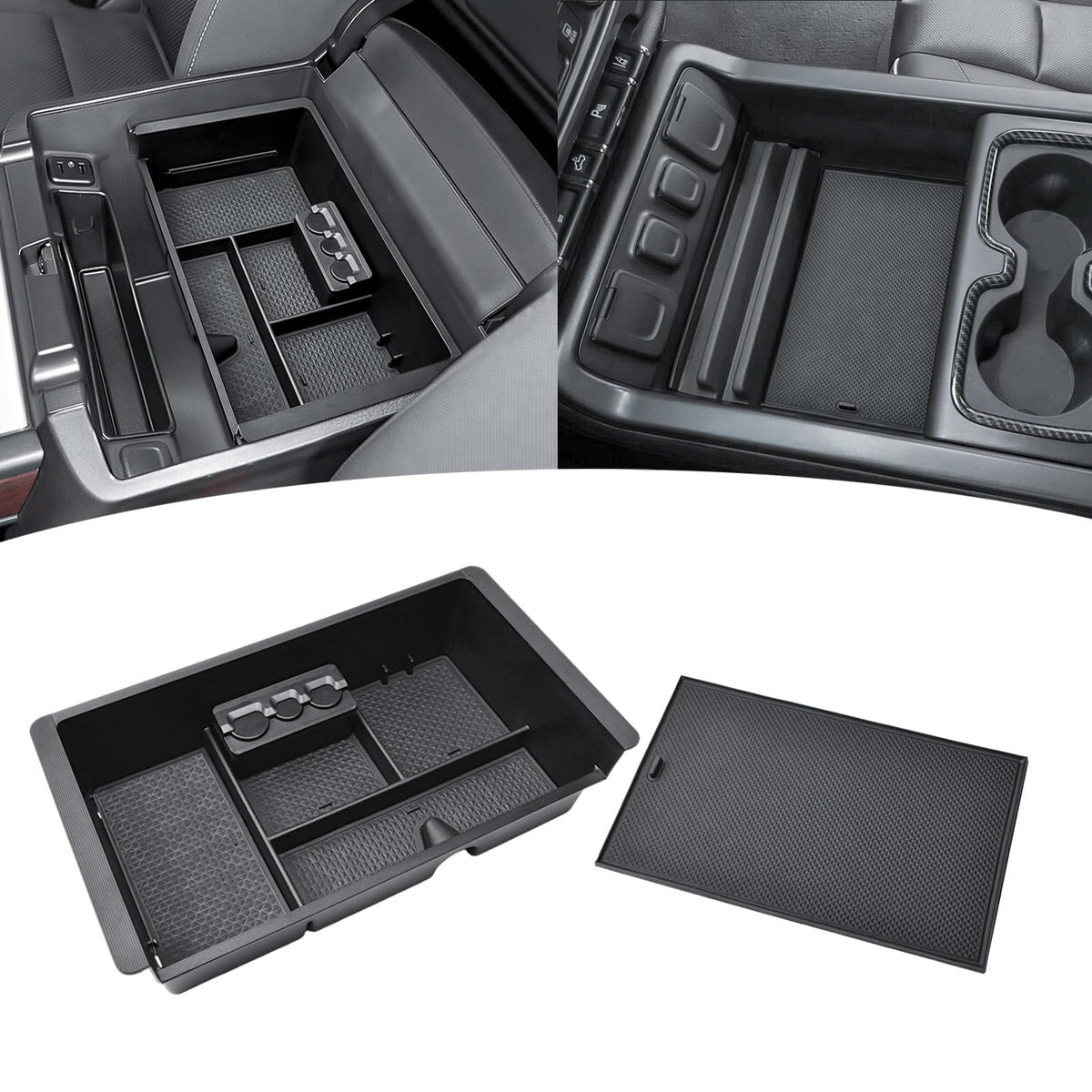 TACOBRO installed center console front view showing neat organization and easy access