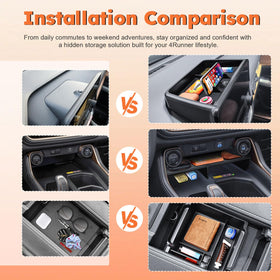 TACOBRO center console tray top view organizing cables and coins