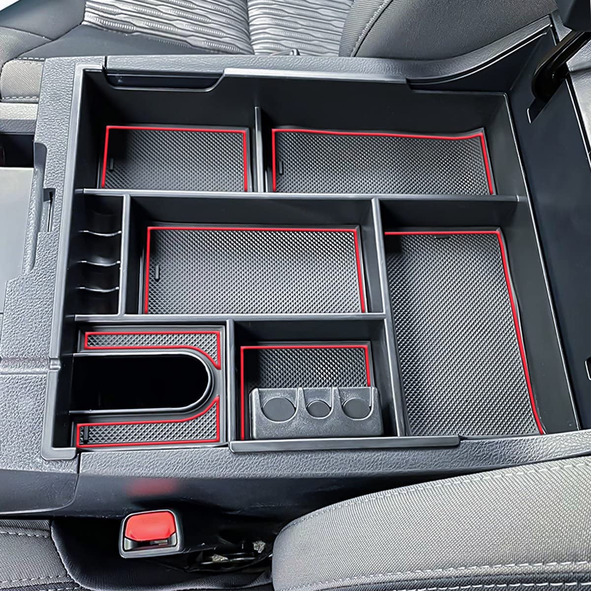 TACOBRO organizer with phone charging cable routed neatly through hole