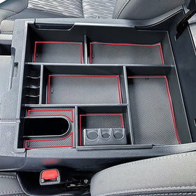 TACOBRO organizer with phone charging cable routed neatly through hole