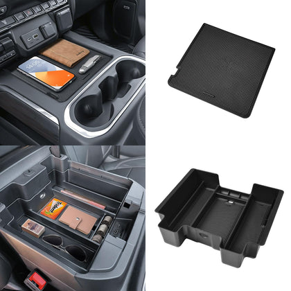 TACOBRO front console cover showing clean factory-look fit and organized storage benefit