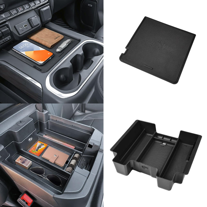 TACOBRO front console cover showing clean factory-look fit and organized storage benefit
