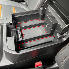 TACOBRO front view of console insert showing neat organization and seamless fit