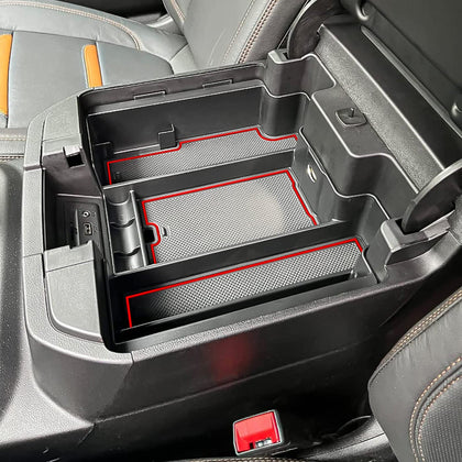 TACOBRO front view of console insert showing neat organization and seamless fit