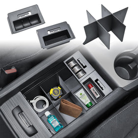 TACOBRO front view installed in console shows clean organized storage