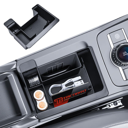 TACOBRO front view console tray showing clean OEM-like fit and added storage benefit