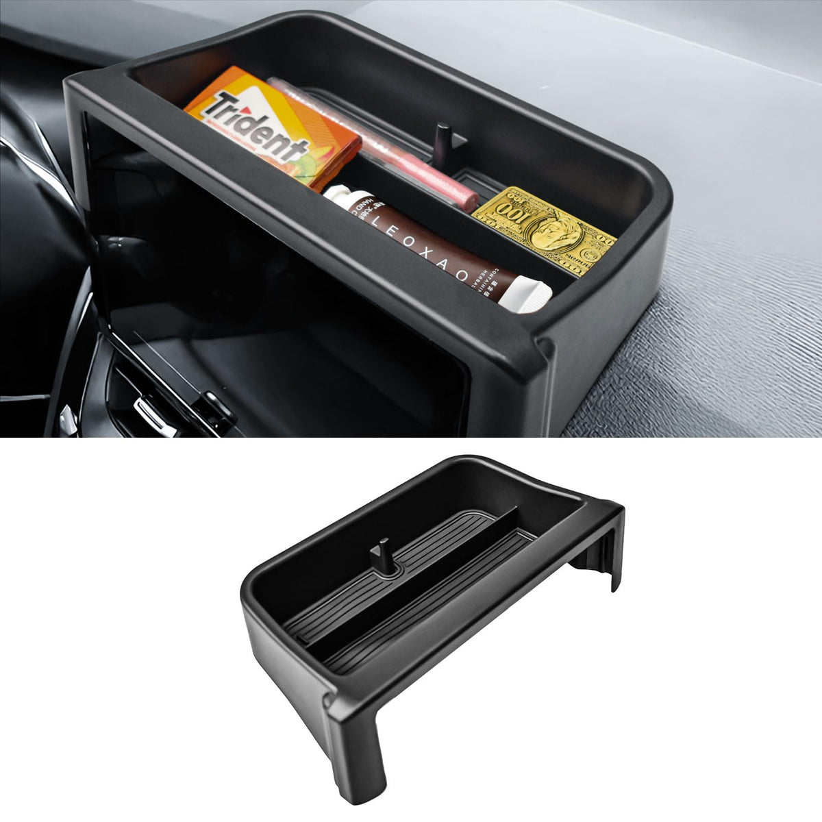 TACOBRO front view of dashboard organizer showing clean storage benefit