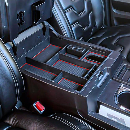 TACOBRO front view full-coverage tray fits console and keeps things organized