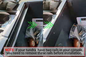 TACOBRO tray installed in Tundra shows tidy console and accessibility