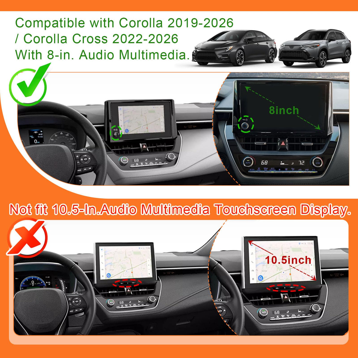 TACOBRO installed beside 8-inch display for perfect fit benefit