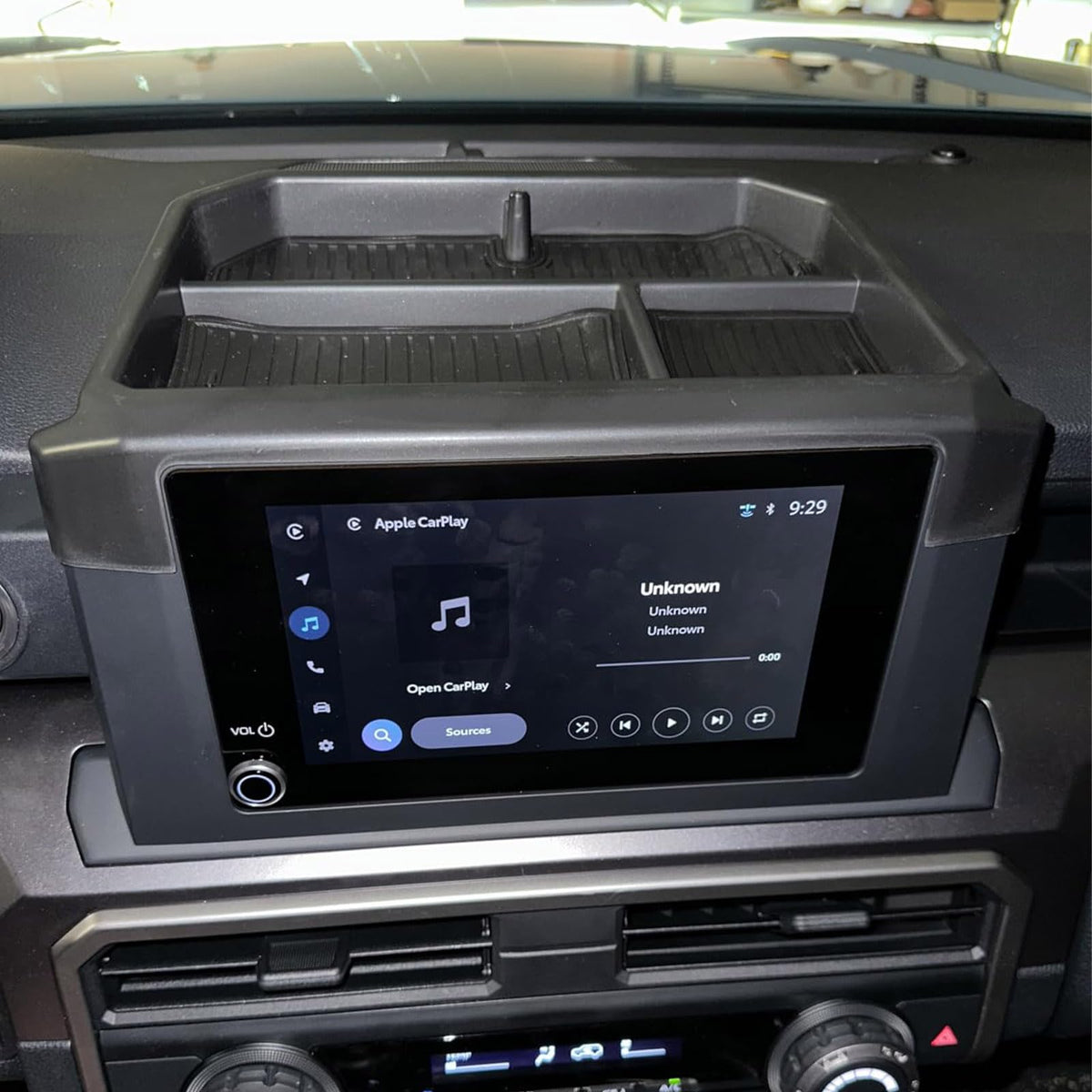 TACOBRO installed in vehicle interior while driving, organized cabin benefit