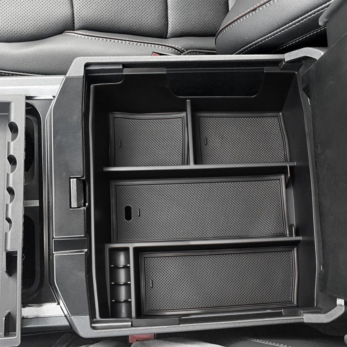TACOBRO lifestyle image of truck interior with organized console improving convenience