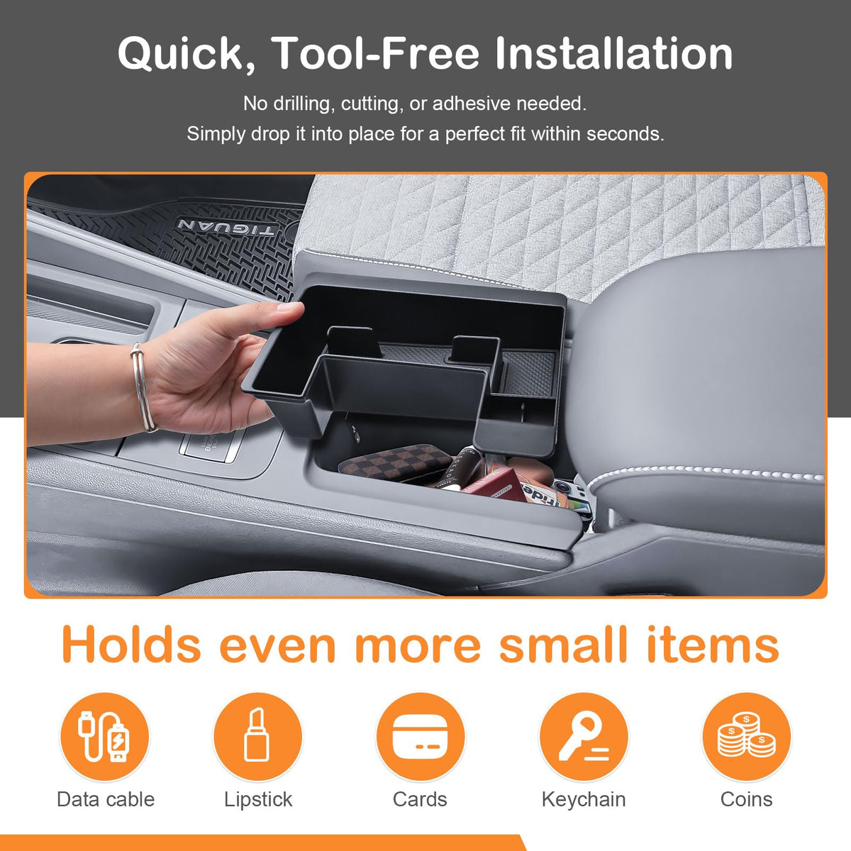 TACOBRO tray holding phone and keys for quick access and organized cabin