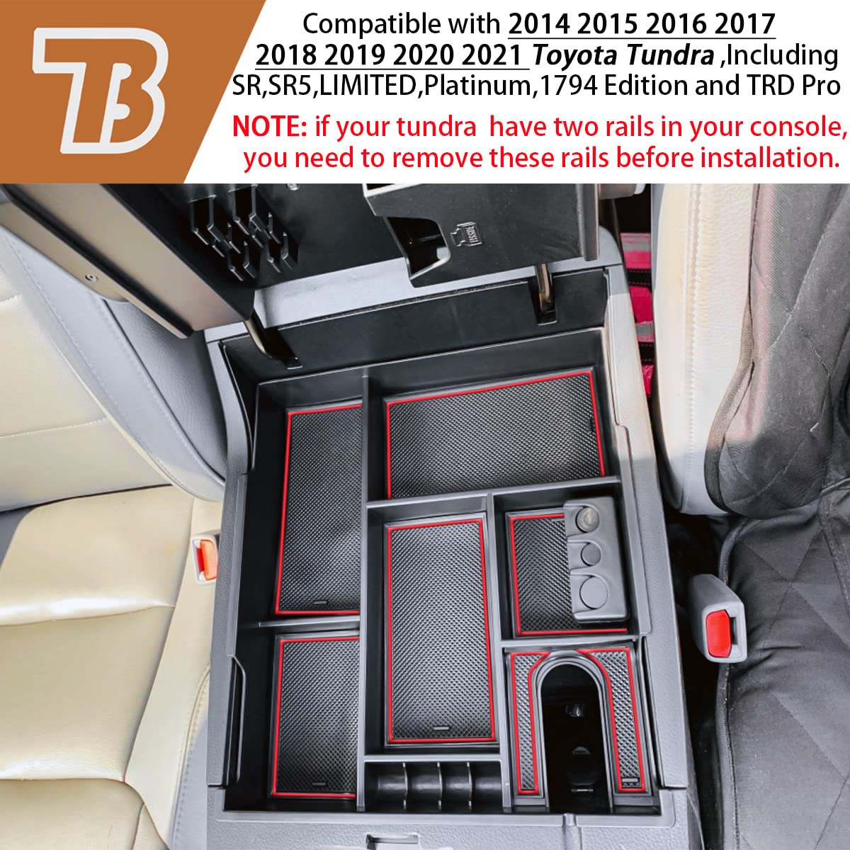TACOBRO side profile demonstrating snug fit inside Tundra center console