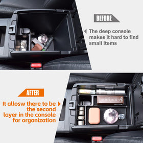TACOBRO tray installed in Nissan Rogue console demonstrating snug OEM-like fit