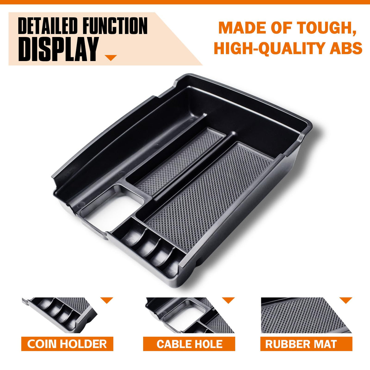 TACOBRO side profile showing contoured fit and space-saving design in console
