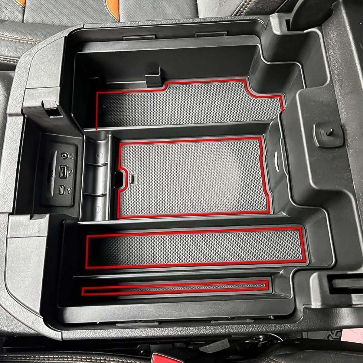 TACOBRO open under-tray revealing hidden privacy space for valuables