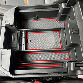 TACOBRO open under-tray revealing hidden privacy space for valuables