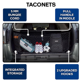 TacoNets close-up of 5mm bungee and netting showing durability benefit