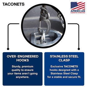 TacoNets heavy-duty hooks and attachment points demonstrating secure hold