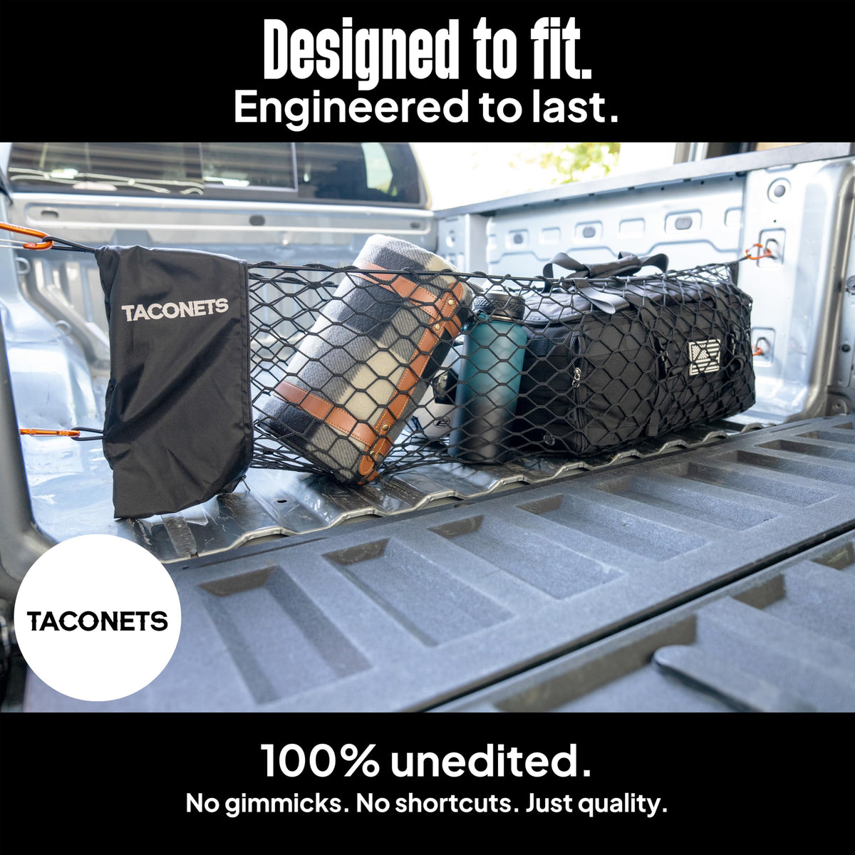 TacoNets securing fishing gear and tackle to prevent tangles and damage