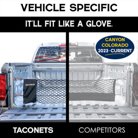 TacoNets installed in Colorado/Canyon cargo area keeping items stable