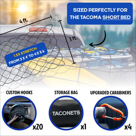 TacoNets upgraded carabiner detail on rail attachment, ensures secure, vibration‑resistant hold