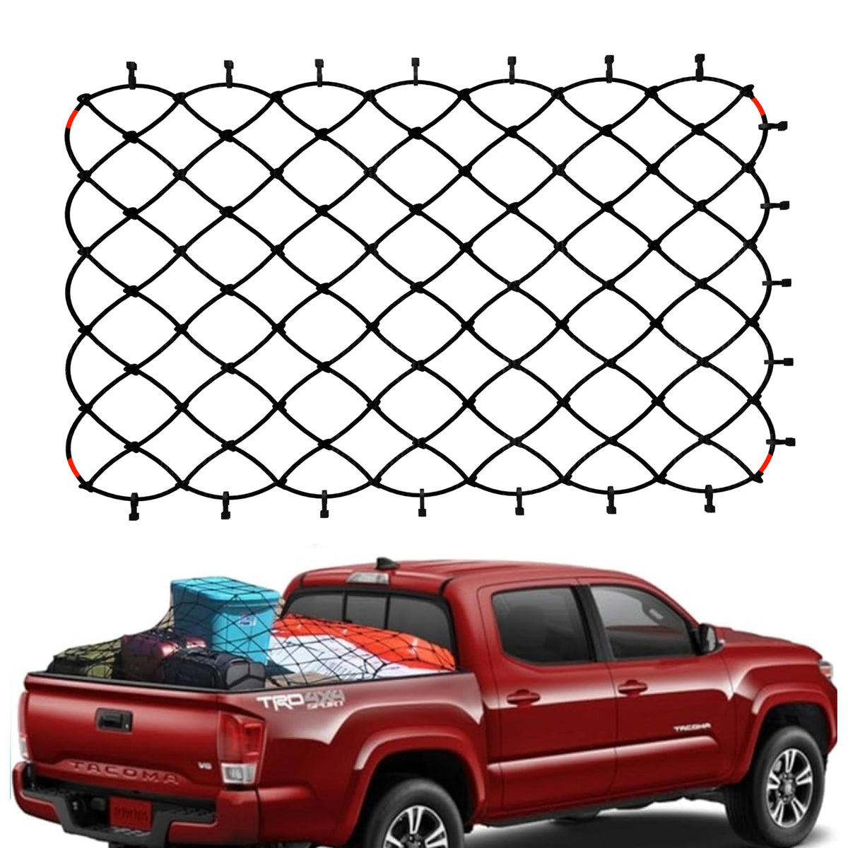 TacoNets TITAN front view showing full net and profile, demonstrates complete bed coverage