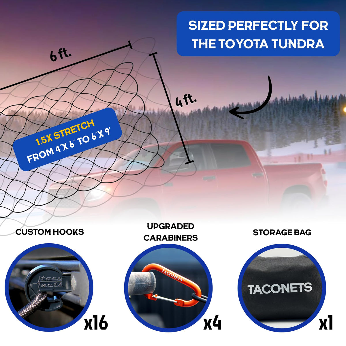 TacoNets upgraded carabiner hardware detail for reliable anchoring