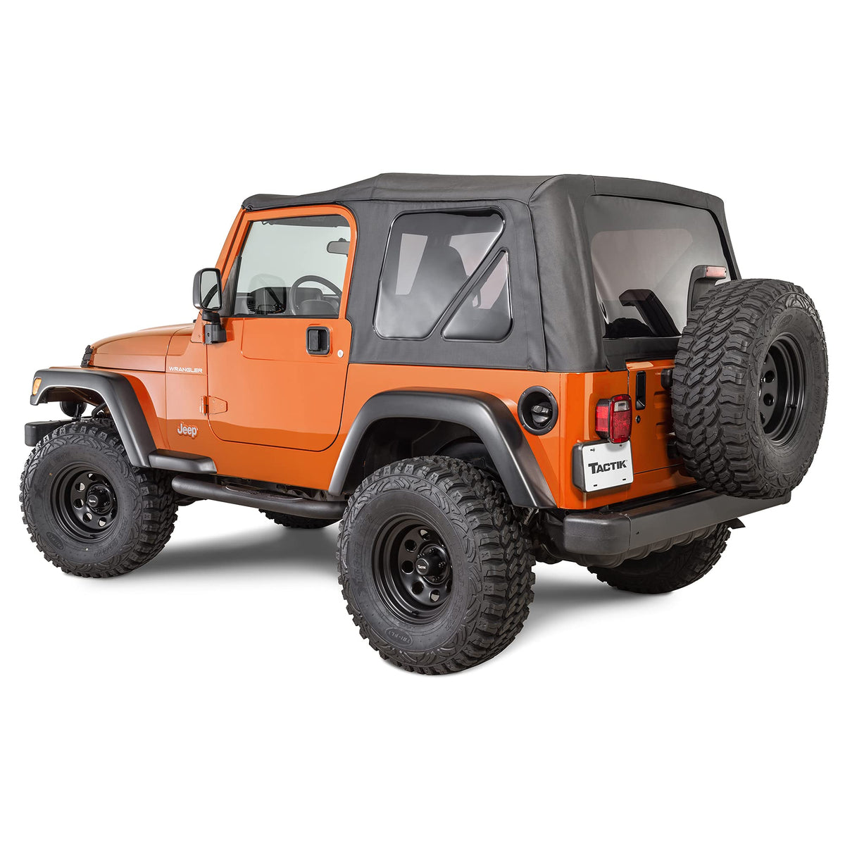 TACTIK front view of replacement soft top installed on TJ showing fit and coverage
