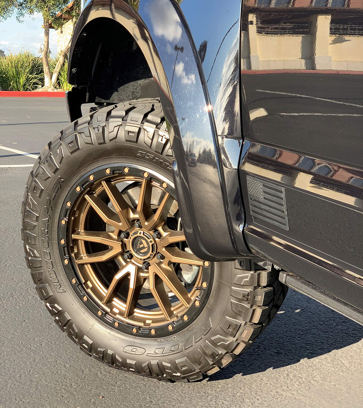 TACTILIAN badge mounted on truck tailgate for patriotic styling
