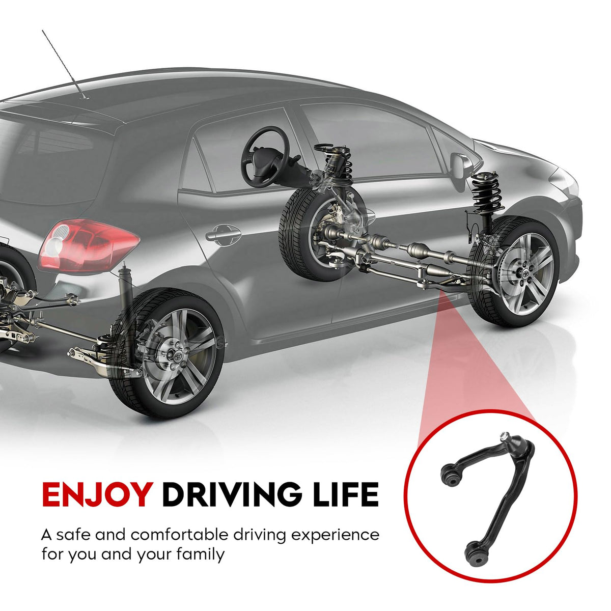 TadaMark ball joint detail demonstrating secure boot and steering reliability
