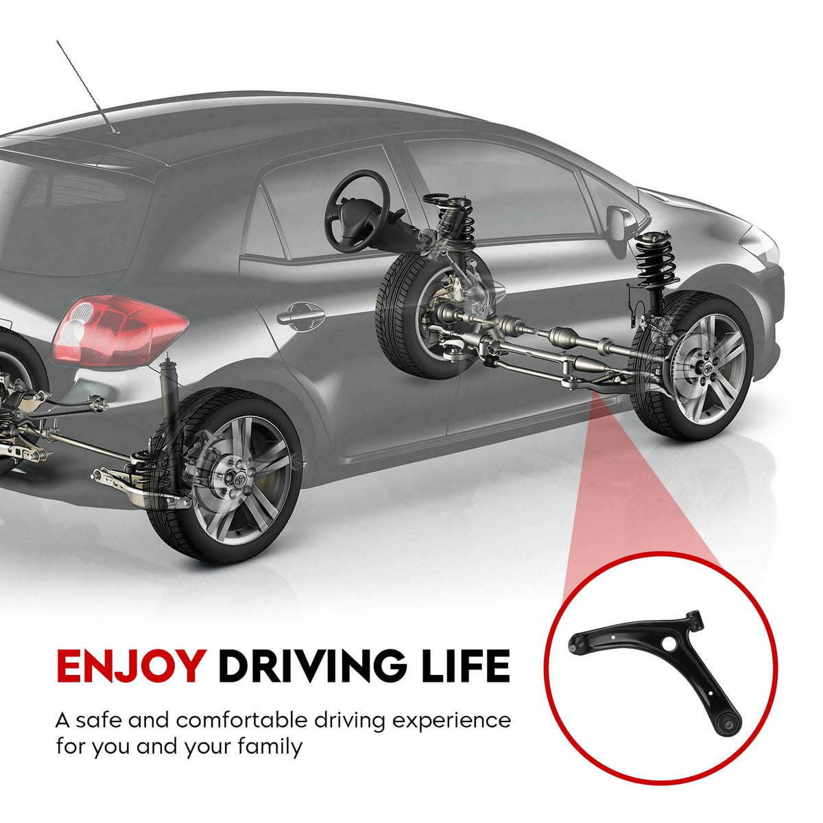 TadaMark ball joint detail highlighting robust joint for stable steering response