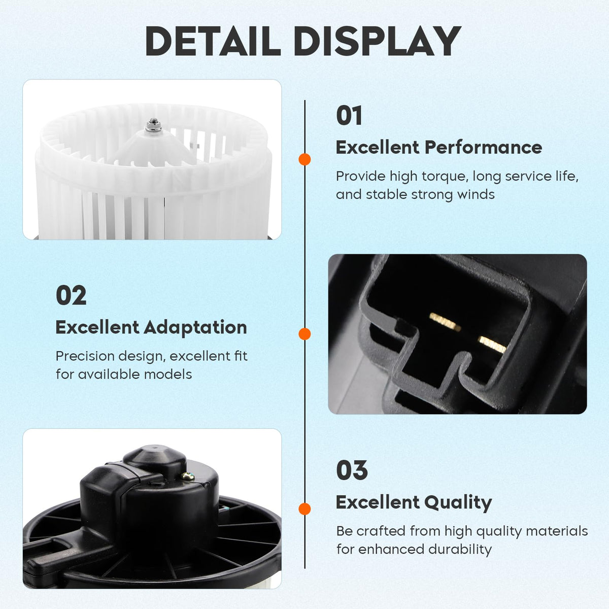 TadaMark blower fan closeup highlighting balanced wheel for quieter operation