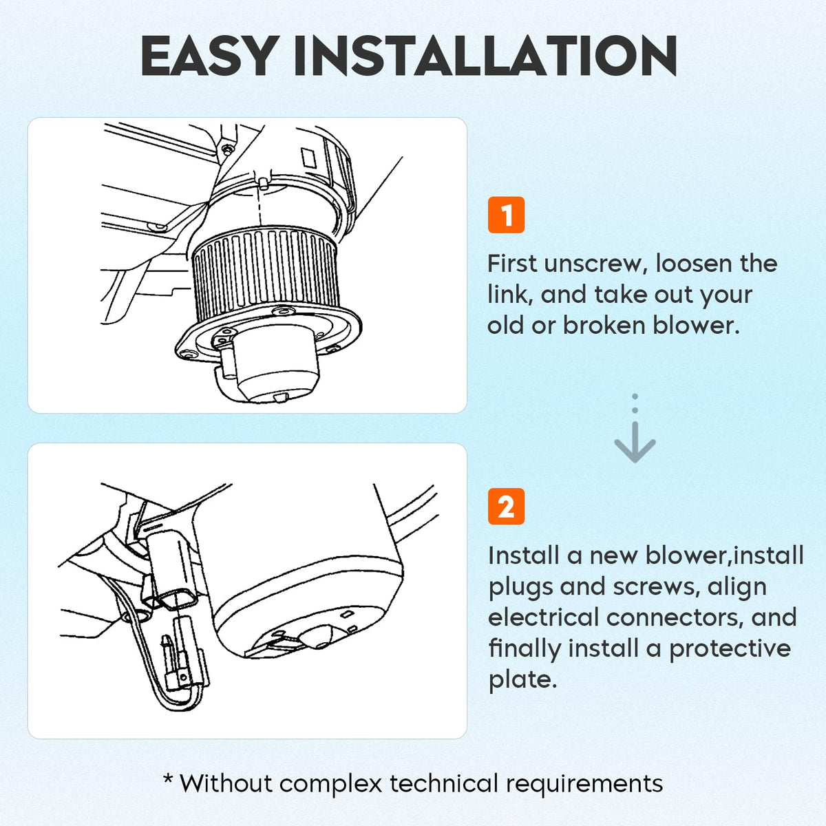 TadaMark blower installed in vehicle HVAC housing restoring airflow