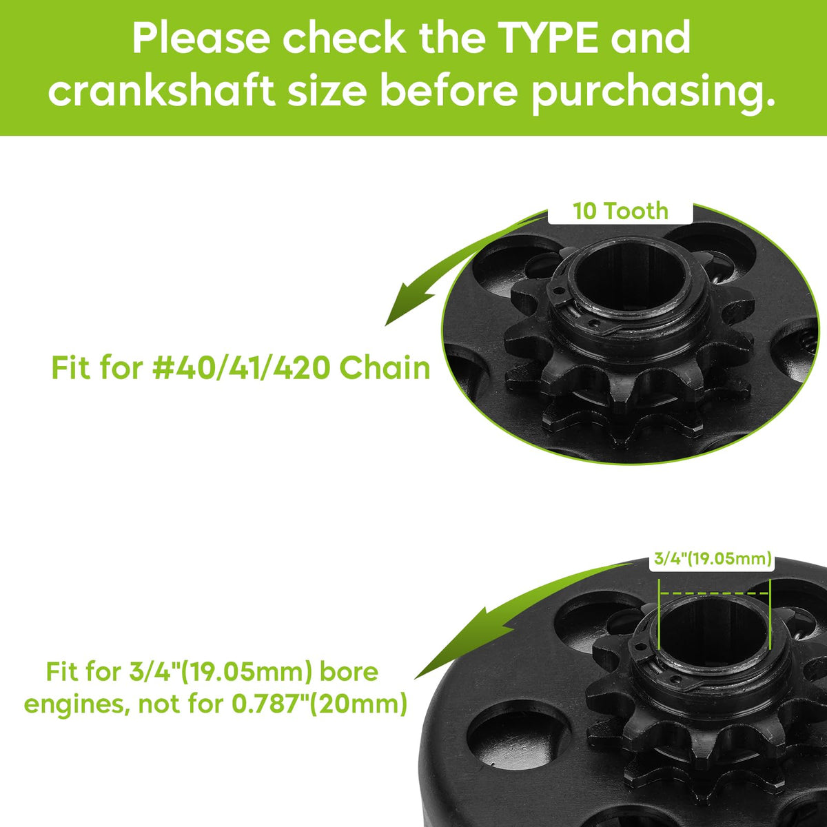 TadaMark clutch next to ruler showing 3/4 inch shaft scale benefit