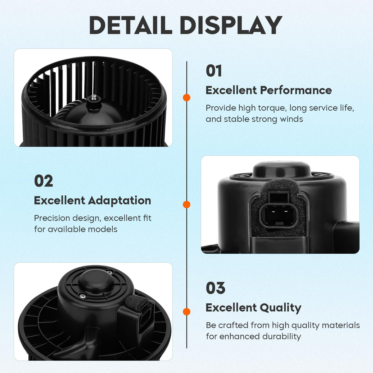 TadaMark fan wheel closeup highlighting balanced blades for quiet airflow