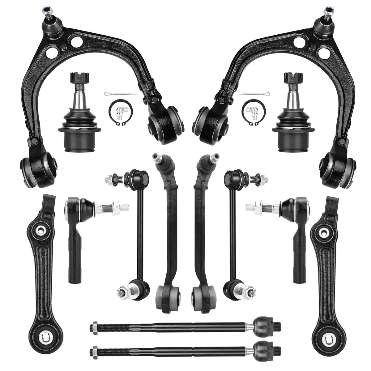 TadaMark front suspension kit packaging showing complete 14-piece set and labels for easy identification