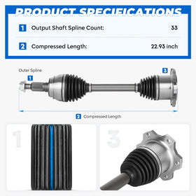 TadaMark full axle side profile illustrating compressed length and assembly layout