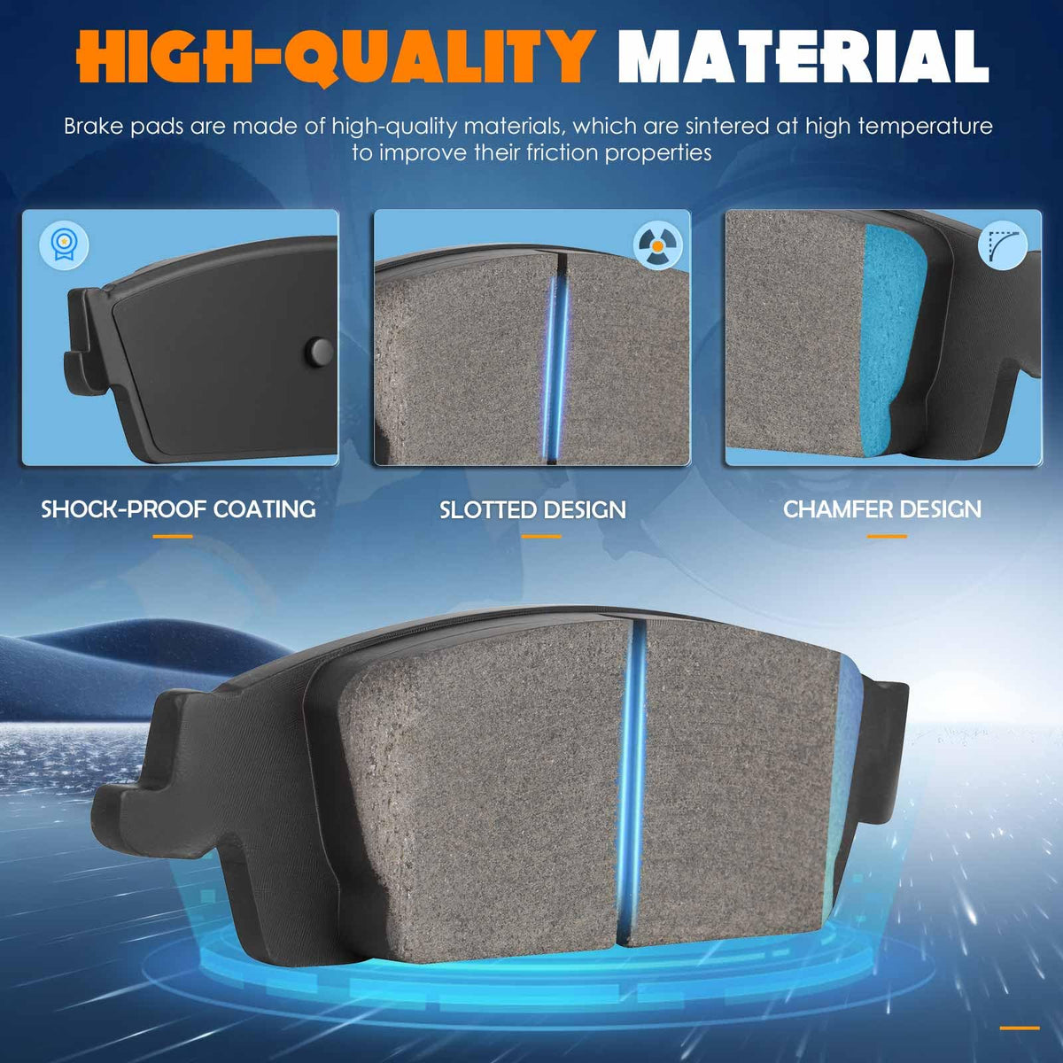 TadaMark rear ceramic pad closeup showing smooth surface for low dust