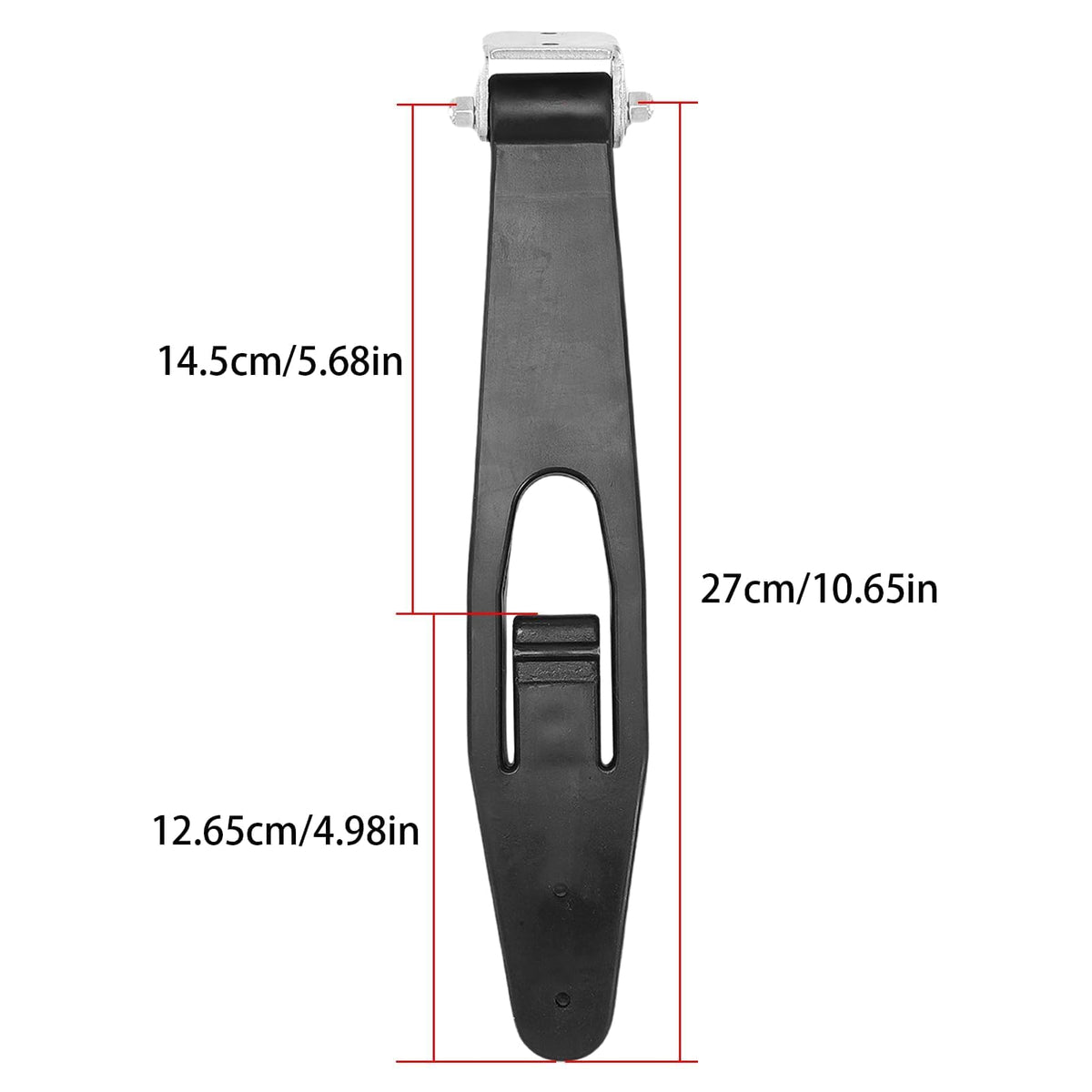 Taesayl latch beside ruler for scale showing compact, serviceable size