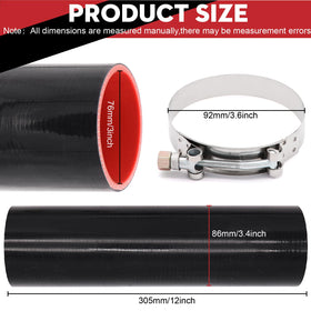 Taigoehua included two stainless T-bolt clamps and hose, secure leak-resistant fit