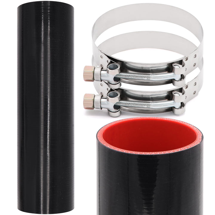 Taigoehua front view of 3-inch silicone coupler showing profile and clamps, durable connection