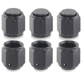 Taiidaues front view pack showing six black 6AN caps for easy inventory